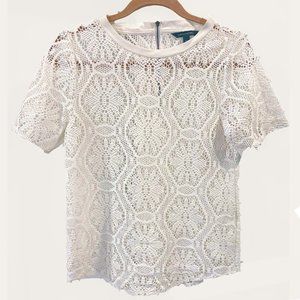 Banana Republic Cream Lace Short Sleeved Blouse